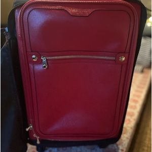 Henri Bendel Red Leather 360 Wheeled Carryon West 57th - Saffiano leather - $750